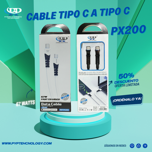 CABLE PYP TIPO C A TIPO C 66 WATTS PX200