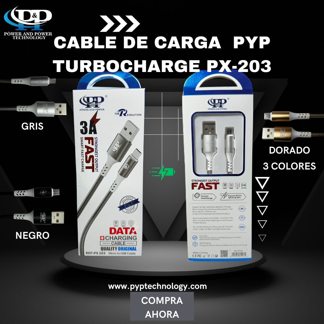 Cable de Carga Tipo C PYP TurboCharge PX-203 TC/V8